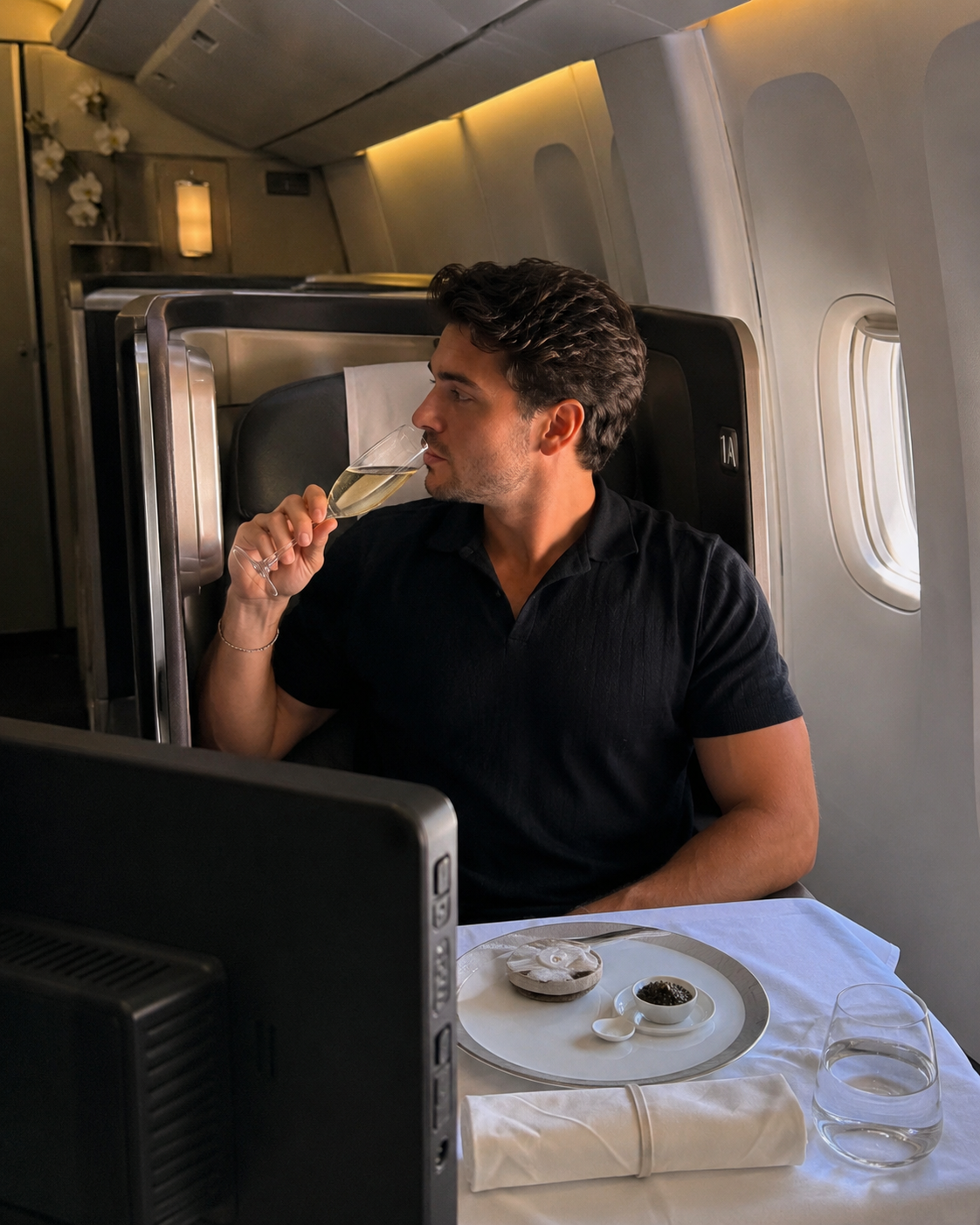 First class champagne and caviar
